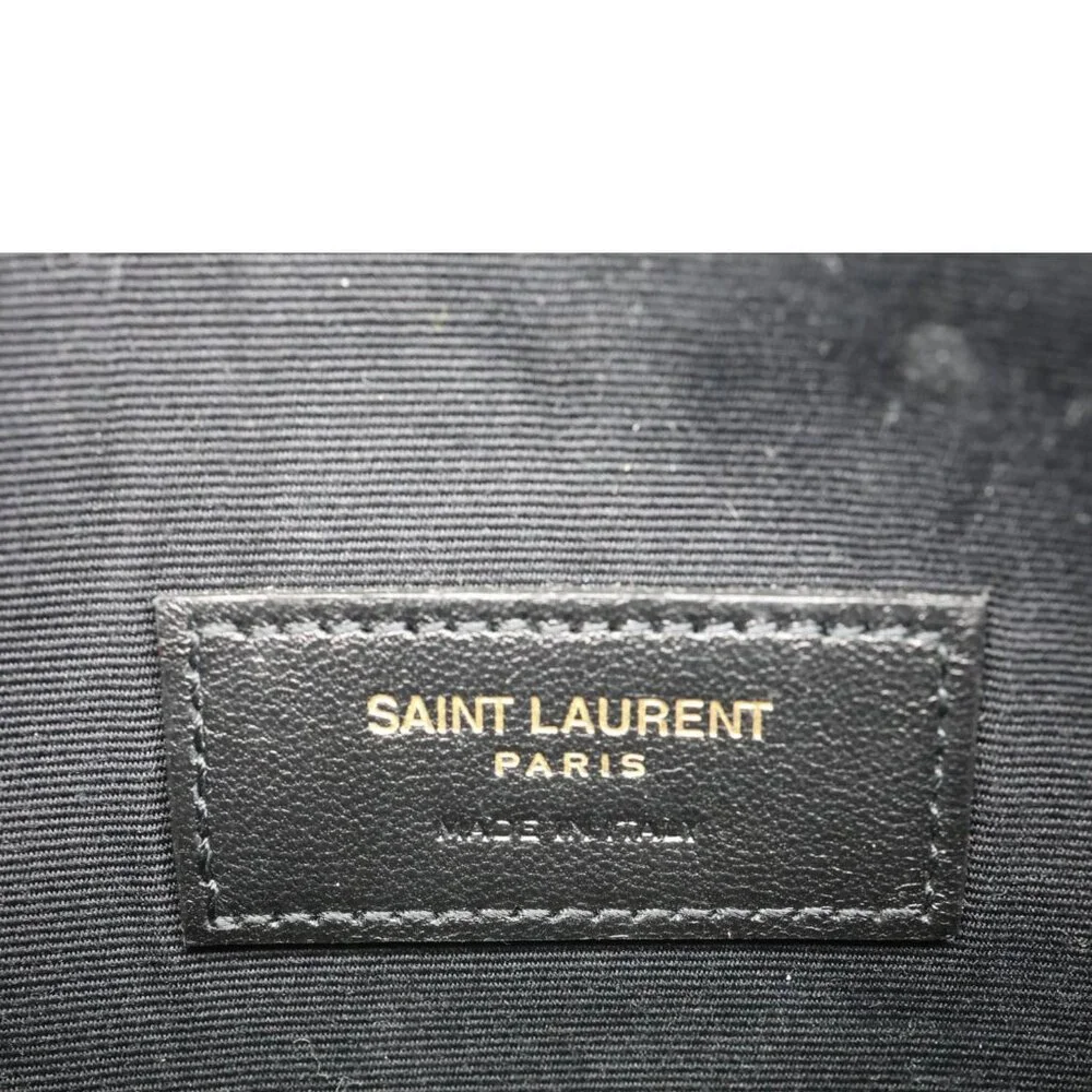 Yves Saint Laurent Monogram Bill Grain De Poudre Chevron Leather Zip Pouch Beige - Picture 11 of 12